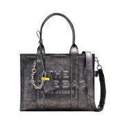 Marc Jacobs Mörkgrå Läderhandväska Metallic Finish Black, Dam