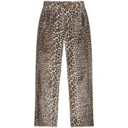 Ganni Leopardtryck Bomullsblandning Jeans Multicolor, Dam