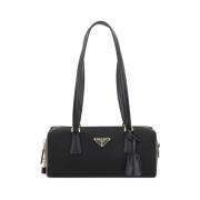 Prada Nylon Axelväska med Låsdetalj Black, Dam