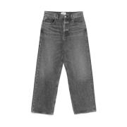 Agolde Mörkgrå Wide Leg Denim Jeans Gray, Dam