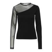 Karen by Simonsen One-Shoulder Mesh Top Meteorite Black, Dam