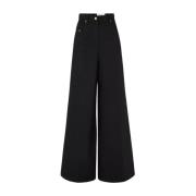 Nina Ricci Svarta Wide Leg Jeans Stilfull Modell Black, Dam