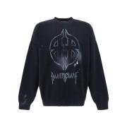 Balenciaga Bomullssweatshirt med ribbade detaljer Black, Herr