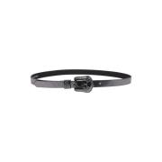 Golden Goose Metallic Patent Leather Lace Belt Black, Dam