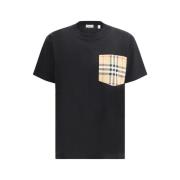 Burberry Rutig Ficka T-shirt Black, Dam