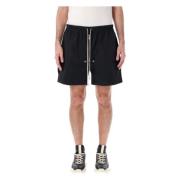 Rick Owens Svarta knälånga elastiska shorts Black, Herr