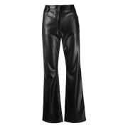 Msgm Casual Svart Imitationsläderbyxor Black, Dam