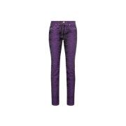 Roberto Cavalli Zebra Slim-Fit Jeans Hög Midja Purple, Dam