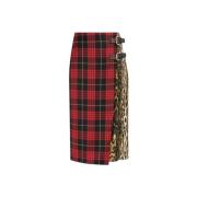 Roberto Cavalli Tartan Ocelot-Print Kjol Hög Midja Multicolor, Dam