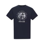 Roberto Cavalli T-shirt med Jaguar-logotyp och tryck Blue, Herr