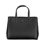 Calvin Klein Svart Polyester Handvaska med Justerbar Rem Black, Dam