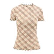 Burberry Crew-neck Bomull T-shirt Slim Fit Beige, Dam