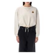 Isabel Marant Étoile Cropped Hoodie Stickat Ecru Kamel Gray, Dam