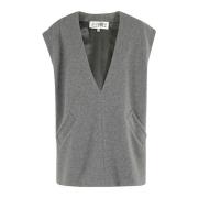 MM6 Maison Margiela V-ringad stickad tröja Gray, Dam