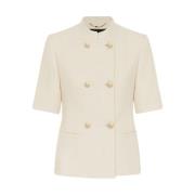 Kiton Lyxig Dubbelknäppt Cashmere Silke Blazer Beige, Dam