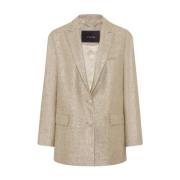 Kiton Lamé Effekt Viskos Jacka Beige, Dam