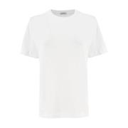 Brunello Cucinelli Bomull Jersey T-shirt med Monile Broderi White, Dam