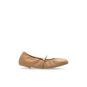 Stuart Weitzman Läder ballerinaskor Goldie Beige, Dam