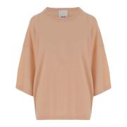 Allude Rosa Ull Kashmir Crew Neck Tröja Pink, Dam