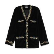 Bode Alpineflower Jacket i Black Multi Style Black, Herr