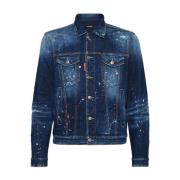 Dsquared2 Blå Målningsstänk Jeansjacka Blue, Herr