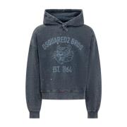 Dsquared2 Marinblå hoodie med logotyptryck Blue, Herr