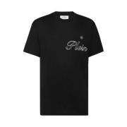 Philipp Plein Svart Logo Patch Crew Neck T-shirt Black, Herr