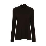 Lemaire Kaffebrun Jersey Textur Sjaldetalj Topp Brown, Dam