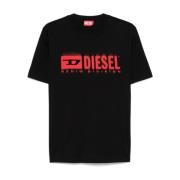 Diesel Svart Bomull T-Adjust-Doval-PJ T-Shirt Black, Herr