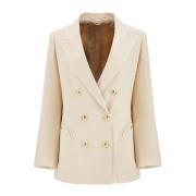 Blazé Milano Ivory Dubbelknäppt Viskoskavaj Beige, Dam