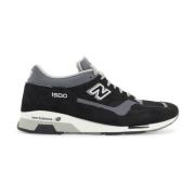 New Balance Mesh och Mocka Sneakers med Broderad Logotyp Black, Herr