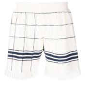 Maison Margiela Rutig Fransig Shorts White, Herr