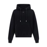 Off White Hoodie med justerbar dragsko och känguruficka Black, Herr