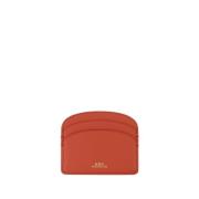 A.p.c. Röd Läderkorthållare Demi Lune Red, Dam