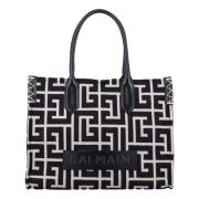 Balmain Svart/elfenben B-Army Shopper Handväska Black, Dam