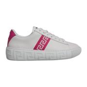 Versace Vit Rosa Läder Sneakers med Logo White, Herr