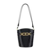 Tom Ford Stilig Bucket Bag med Dragsko Stängning Black, Dam