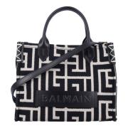 Balmain Monogrammed Tote Väska Svart/elfenben Black, Dam