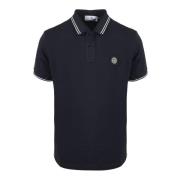 Stone Island Logo Polo Shirt med Kontrastkanter Black, Herr