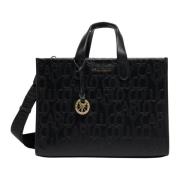 Carlo Colucci Elegant Totebag med Logopragning Black, Dam