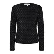 Co'Couture Polka Dot Blus Top & T-Shirt Black, Dam