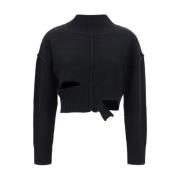 MM6 Maison Margiela Räfflad hög hals ulltröja Black, Dam