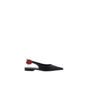 Magda Butrym 3D Blomsterapplikation Läder Ballerina Slingback Black, D...