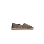 Brunello Cucinelli Grå Mocka Platta Espadriller Beige, Herr