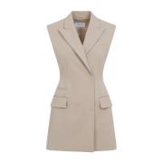 Sportmax Elegant Nude & Neutrals Waistcoat Beige, Dam