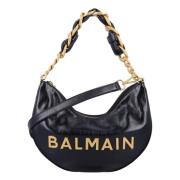 Balmain Måne Monogramläder Väska Black, Dam