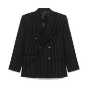 Wardrobe.nyc Svart Pinstripe Dubbelknäppt Blazer Black, Dam