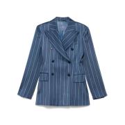 Ermanno Scervino Blårandig Dubbelknäppt Blazer Blue, Dam