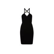 Roberto Cavalli Tiger Tooth Cut-Out Mini Klänning Black, Dam