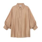 SoSUE Kortärmad Sommarblus Oversized Passform Beige, Dam